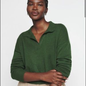 Reformation Cashmere Polo Sweater (size M) (color Cedar Green)
